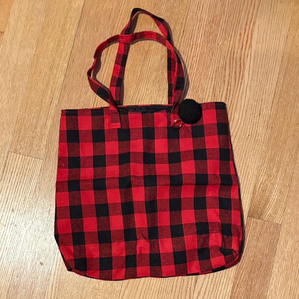 Red and Black Plaid Tote Bag